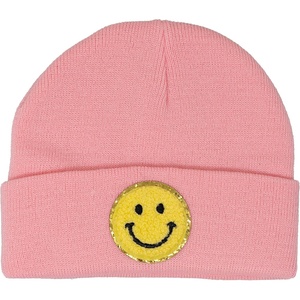 image:imageFunky Junque Adorable Newborn Baby Smiley Face Beanie  Soft Knit Winter Hat with Premium Suede PatchSmiley  Light PinkYellow