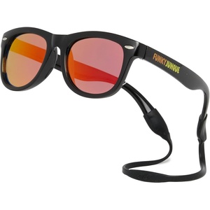 image:imageFunky Junque Baby Sunglasses Strap Unbreakable Toddler Shades  Bendable polycarbonate baby sunglasses with adjustable strap for swimming surfing kayaking amp beach daysBlackOrange Mirror Lenses
