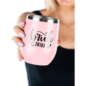 image:imageFunky Junque Insulated Wine Tumbler  Bride Tribe BlackPink  Doublewall insulated wine tumbler with leakproof lid amp straws for weddings bachelorette parties bridal showers amp toastsBride Tribe PinkBlack