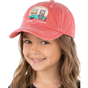 image:imageFunky Junque Kids Baseball Cap Embroidered Toddler Snapback Hat  Soft cotton kids cap with embroidered designs for park days school playtime vacations amp birthday giftsHappy Camper  Coral 59