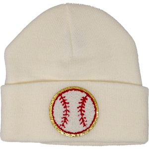 image:imageFunky Junque Kids Cozy Knit Winter Beanie Hat  Perfect Holiday Stocking StufferBaseball  IvoryWhiteRed
