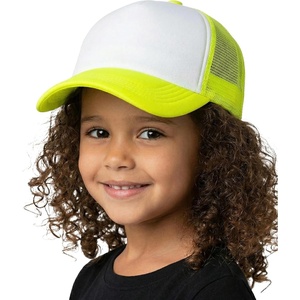 image:imageFunky Junque Kids Mesh Baseball Hat Toddler Adjustable Trucker Cap  Breathable baseball hat with precurved visor for the playground pool days pumpkin patch amp summer campNeon YellowWhite
