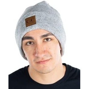 image:imageFunky Junque Knit Beanie for Men amp Women Warm Stretch Winter Hat Soft Skull Cap Solid amp Heathered ColorsHeathered Grey