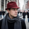 image:imageFunky Junque Mens Wool Blend Fedora Vintage Winter Dress HatBurgundy