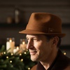 image:imageFunky Junque Mens Wool Blend Fedora Vintage Winter Dress HatLight Brown