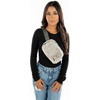 image:imageFunky Junque Versatile Black Fanny Pack Belt Bag for Women and Girls Adjustable Crossbody Waist Bag with Multiple Pockets  Aztec  Black  Adjustable belt bag with crossbody strap for travel errands everyday wear festivals amp handsfree carryFaux Fur  Heather Grey