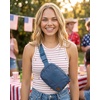 image:imageFunky Junque Versatile Black Fanny Pack Belt Bag for Women and Girls Adjustable Crossbody Waist Bag with Multiple Pockets  Aztec  Black  Adjustable belt bag with crossbody strap for travel errands everyday wear festivals amp handsfree carryFlag Embroidery  Navy