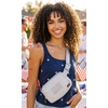 image:imageFunky Junque Versatile Black Fanny Pack Belt Bag for Women and Girls Adjustable Crossbody Waist Bag with Multiple Pockets  Aztec  Black  Adjustable belt bag with crossbody strap for travel errands everyday wear festivals amp handsfree carryFlag Embroidery  Light Grey