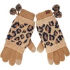 image:imageFunky Junque Warm Knit Double Layer Pom Touchscreen Texting Gloves1 Leopard Print  Latte