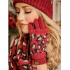 image:imageFunky Junque Warm Knit Double Layer Pom Touchscreen Texting GlovesA Leopard Print  Black