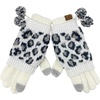 image:imageFunky Junque Warm Knit Double Layer Pom Touchscreen Texting GlovesA Leopard Print  Ivory