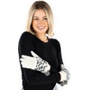 image:imageFunky Junque Warm Knit Double Layer Pom Touchscreen Texting GlovesA Leopard Print  Ivory