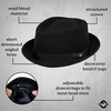 image:imageFunky Junque Wool Blend Porkpie Fedora Classic Trilby Dress HatBlack