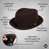 image:imageFunky Junque Wool Blend Porkpie Fedora Classic Trilby Dress HatBrown