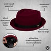 image:imageFunky Junque Wool Blend Porkpie Fedora Classic Trilby Dress HatBurgundy