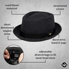 image:imageFunky Junque Wool Blend Porkpie Fedora Classic Trilby Dress HatCharcoal