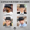 image:imageFunky Junque Wool Blend Porkpie Fedora Classic Trilby Dress HatCharcoalBlack Herringbone