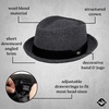 image:imageFunky Junque Wool Blend Porkpie Fedora Classic Trilby Dress HatLight Grey