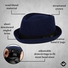 image:imageFunky Junque Wool Blend Porkpie Fedora Classic Trilby Dress HatNavy