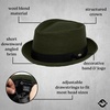 image:imageFunky Junque Wool Blend Porkpie Fedora Classic Trilby Dress HatOlive