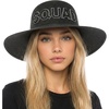 image:imageFunky Junque Wide Brim Raffia Sun Hat Bridal Vacation Straw Beach Cap  Natural raffia straw floppy hat with embroidered detail for beach vacations honeymoons brunch amp bachelorette partiesSquad Black