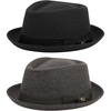 image:imageFunky Junque Wool Blend Porkpie Fedora Classic Trilby Dress Hat2 Pack Charcoal  Black
