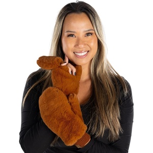 image:imageFunky Junque Exclusives Womens Mittens Faux Fur Convertible Fingerless GlovesCoffee