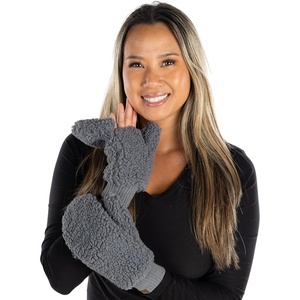 image:imageFunky Junque Exclusives Womens Mittens Faux Fur Convertible Fingerless GlovesSherpa Grey