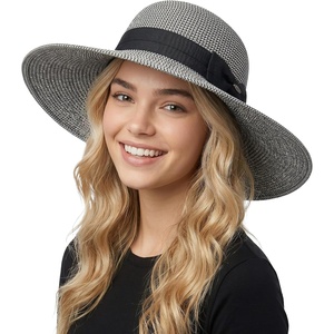 image:imageFunky Junque Foldable Sun Hat for Women  Packable Straw Beach Cap UPF 50 Adjustable Travel Bucket HatBlack Multi