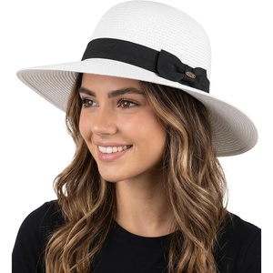image:imageFunky Junque Foldable Sun Hat for Women  Packable Straw Beach Cap UPF 50 Adjustable Travel Bucket HatWhite