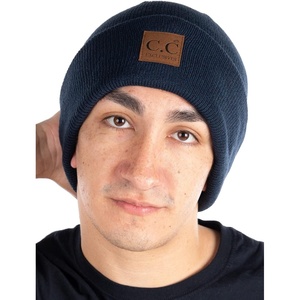 image:imageFunky Junque Knit Beanie for Men amp Women  Warm Stretch Winter Hat Soft Skull Cap Solid amp Heathered ColorsSolid  Navy