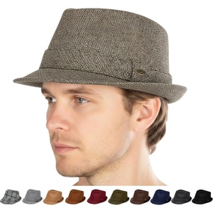 image:imageFunky Junque Mens Wool Blend Fedora Vintage Winter Dress HatHerringbone BrownBlack