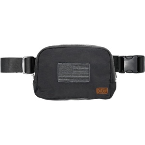 image:imageFunky Junque Versatile Black Fanny Pack Belt Bag for Women and Girls Adjustable Crossbody Waist Bag with Multiple Pockets  Aztec  Black  Adjustable belt bag with crossbody strap for travel errands everyday wear festivals amp handsfree carryFlag Embrodery  Black