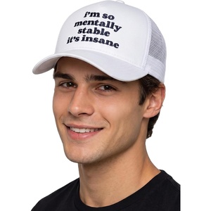 image:imageFunky Junque Vintage Trucker Hat Embroidered American Flag CapIm So Mentally Stable Its Insane  White