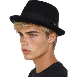 image:imageFunky Junque Wool Blend Porkpie Fedora Classic Trilby Dress HatBlack