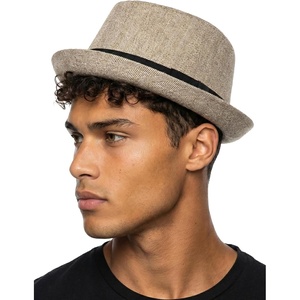 image:imageFunky Junque Wool Blend Porkpie Fedora Classic Trilby Dress HatBrown Herringbone