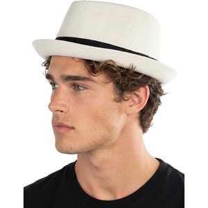 image:imageFunky Junque Wool Blend Porkpie Fedora Classic Trilby Dress HatCream Herringbone