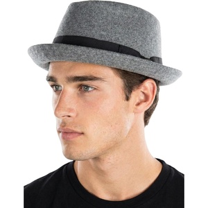 image:imageFunky Junque Wool Blend Porkpie Fedora Classic Trilby Dress HatLight Grey