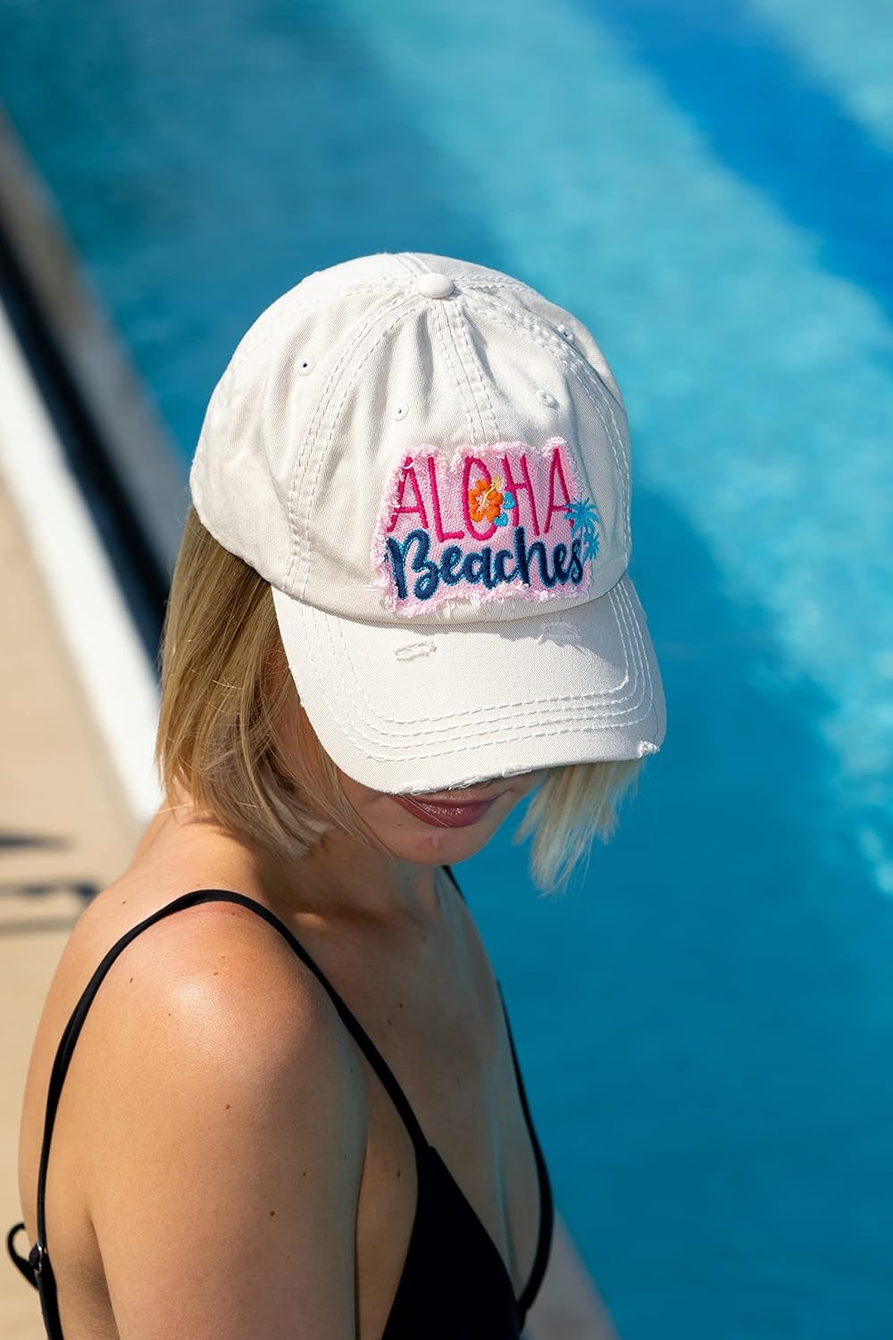image:imageFunky Junque Distressed Baseball Cap Vintage Embroidered Dad HatAloha Beaches  Coral