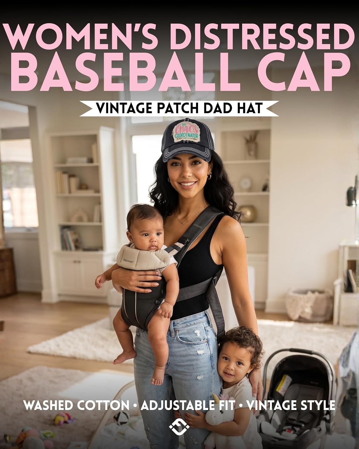 image:imageFunky Junque Distressed Baseball Cap Vintage Embroidered Dad HatChaos Coordinator  Black