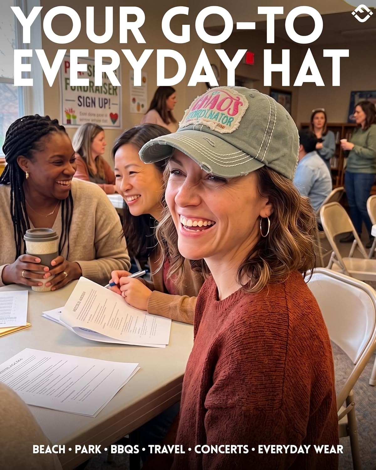 image:imageFunky Junque Distressed Baseball Cap Vintage Embroidered Dad HatChaos Coordinator  Dove Grey