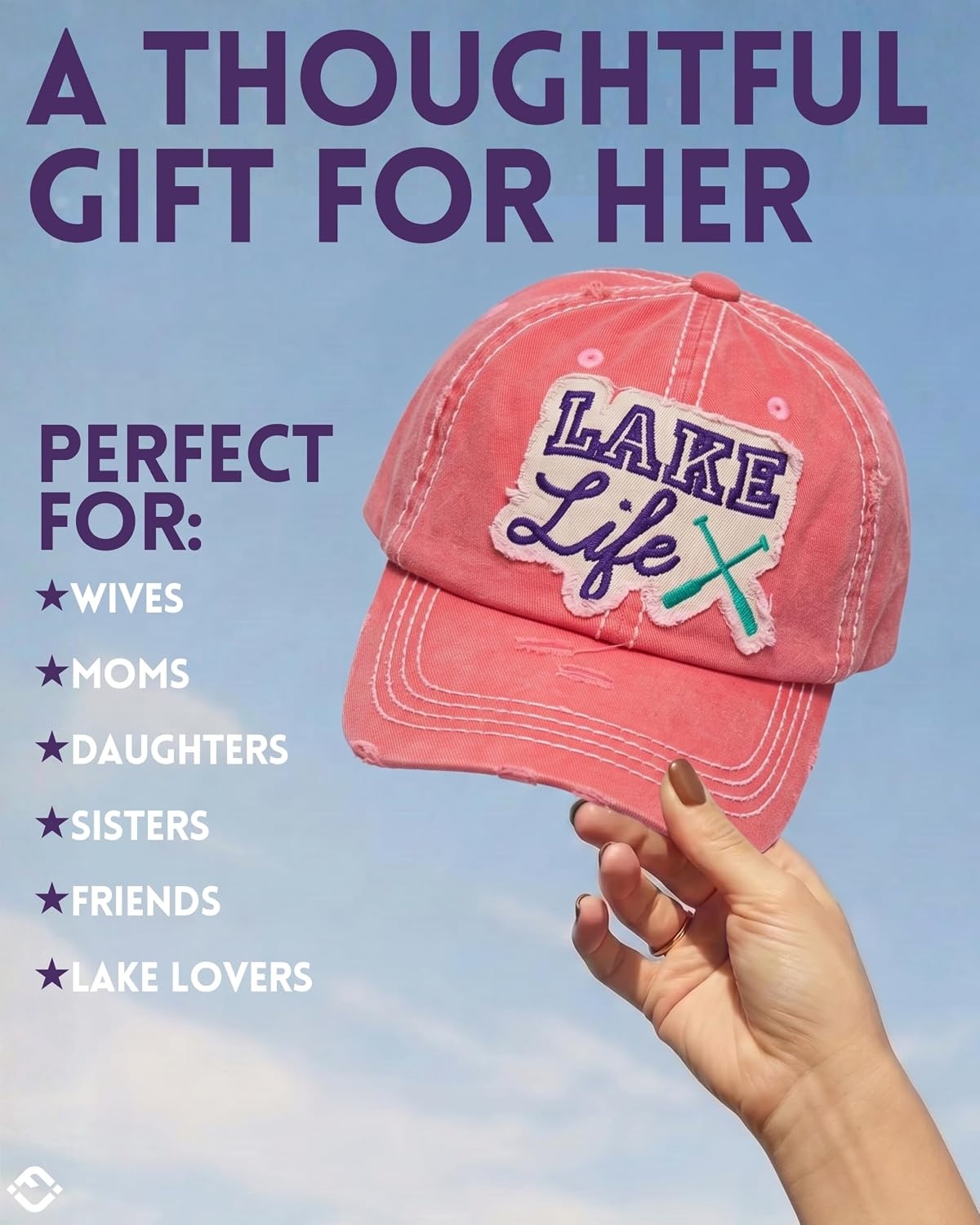 image:imageFunky Junque Distressed Baseball Cap Vintage Embroidered Dad HatLake Life  Coral