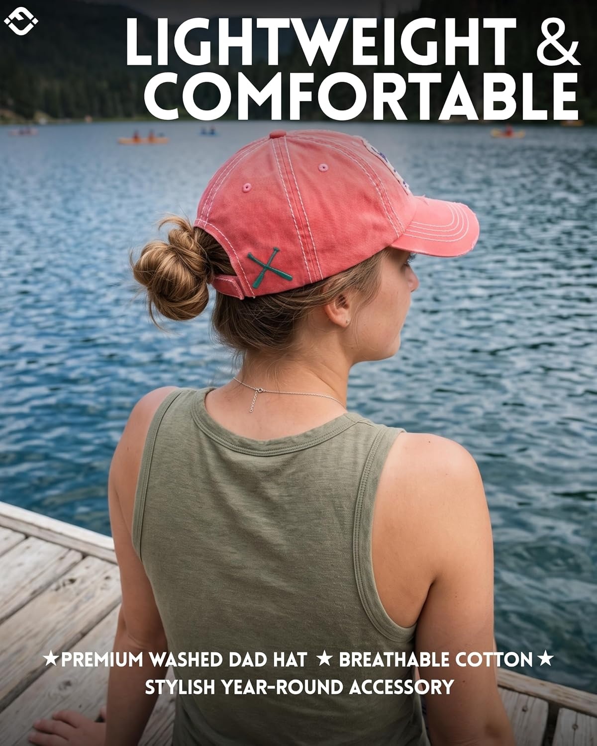 image:imageFunky Junque Distressed Baseball Cap Vintage Embroidered Dad HatLake Life  Coral