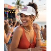 image:imageFunky Junque Criss Cross Ponytail Baseball Cap Womens Trucker Mesh HatBeach Please Palm Trees  White