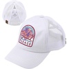 image:imageFunky Junque Criss Cross Ponytail Baseball Cap Womens Trucker Mesh HatBeach Please Palm Trees  White
