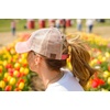 image:imageFunky Junque Criss Cross Ponytail Baseball Cap Womens Trucker Mesh HatSmiley Face  CoralYellow