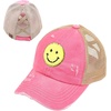 image:imageFunky Junque Criss Cross Ponytail Baseball Cap Womens Trucker Mesh HatSmiley Face  PinkYellow
