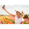 image:imageFunky Junque Criss Cross Ponytail Baseball Cap Womens Trucker Mesh HatSmiley Face  WhitePink