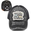 image:imageFunky Junque Criss Cross Ponytail Baseball Cap Womens Trucker Mesh HatTequila  Lime  and Sunshine  Black