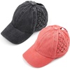 image:imageFunky Junque Criss Cross Ponytail Cap Messy Bun Distressed Baseball Hat2 Pack  Basketweave Black  Coral
